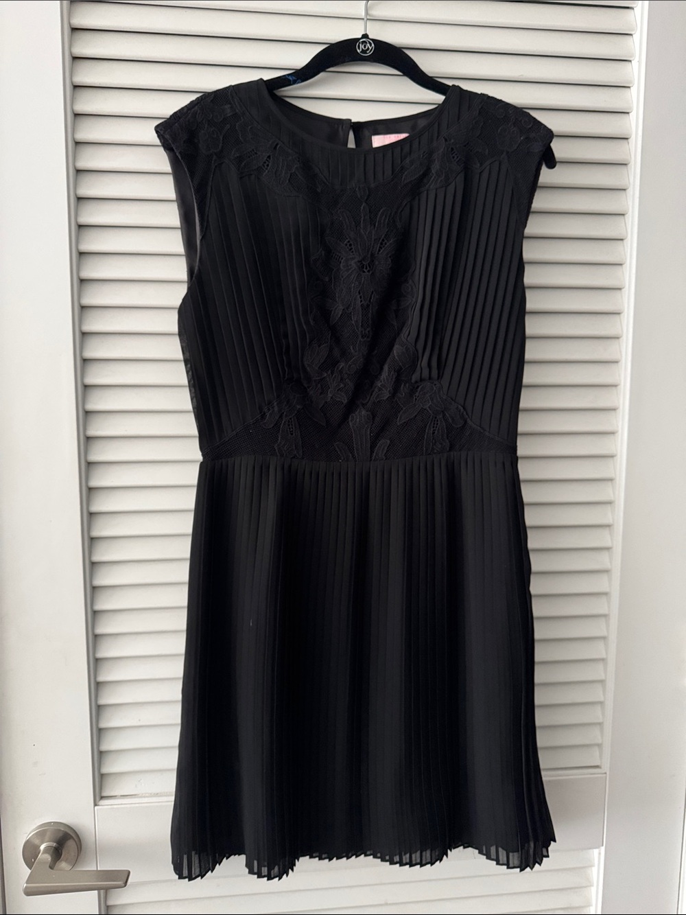 Ted Baker London Black Pleated Lace-Accent Sleeveless Dress